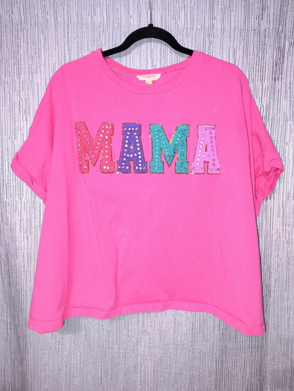 Crystal Studded 'MAMA' Oversized Top